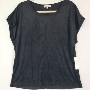 NEW Another Love Black Lacey Suede Dolman Sleeve Top Women's Sz L MSRP $46